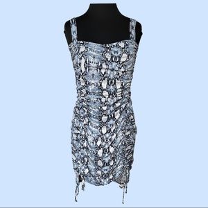 Fashion Nova Snake Print Ruched Body Con Mini Dress